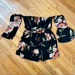 Off the shoulder floral romper